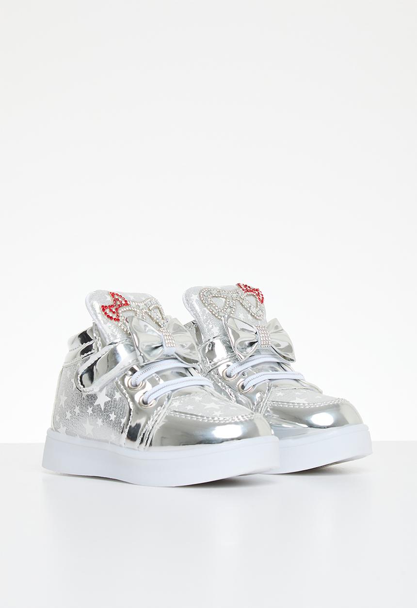 Pop Candy - Velcro strap light up sneakers - silver