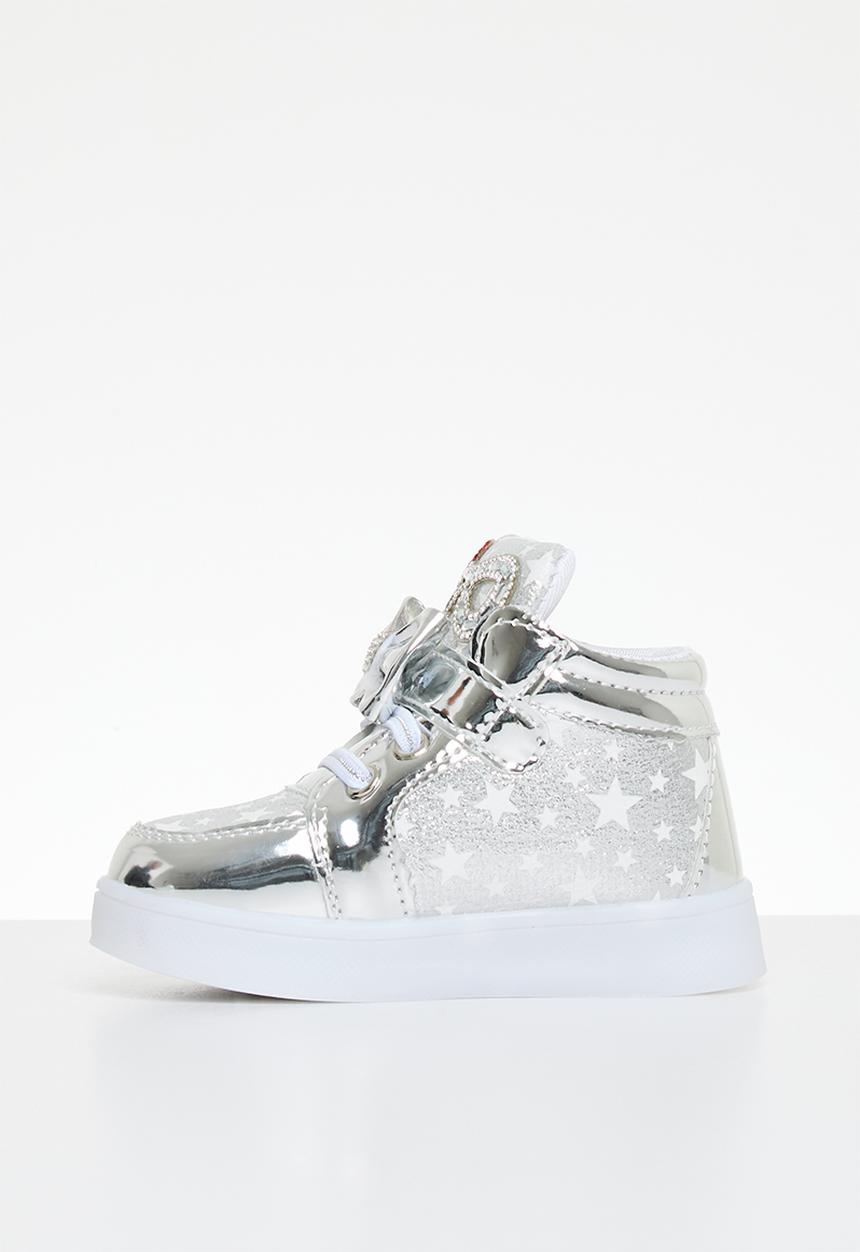 Pop Candy - Velcro strap light up sneakers - silver