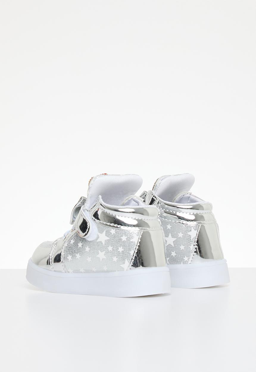 Pop Candy - Velcro strap light up sneakers - silver