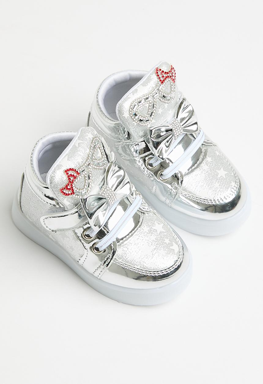 Pop Candy - Velcro strap light up sneakers - silver