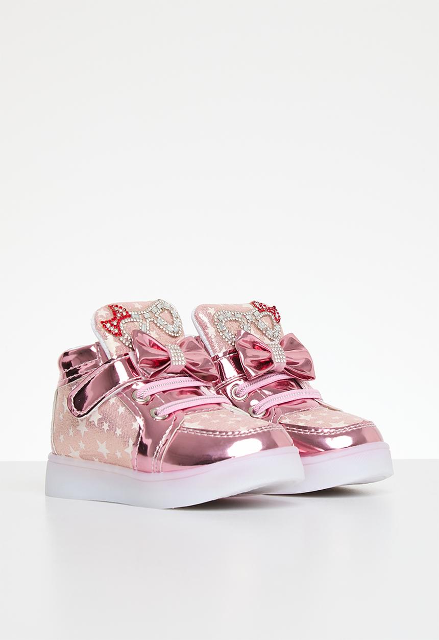 Pop Candy -  Velcro strap light up sneakers - pink 