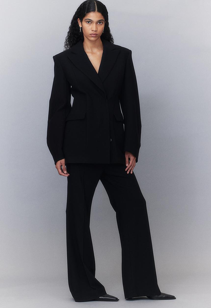 H&M - H&M Studio: Wool-blend bootcut trousers - midnight black 