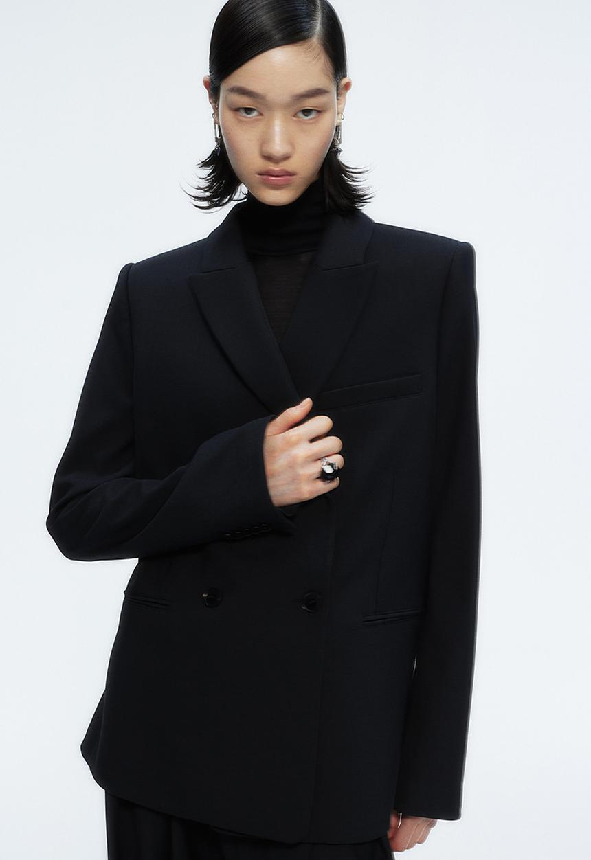 H&M - H&M Studio: Wool-blend blazer - midnight black 