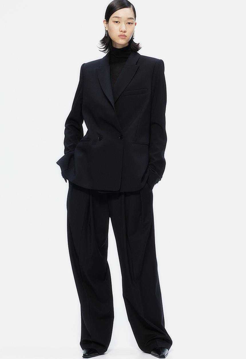 H&M - H&M Studio: Wool-blend tailored trousers - midnight black 