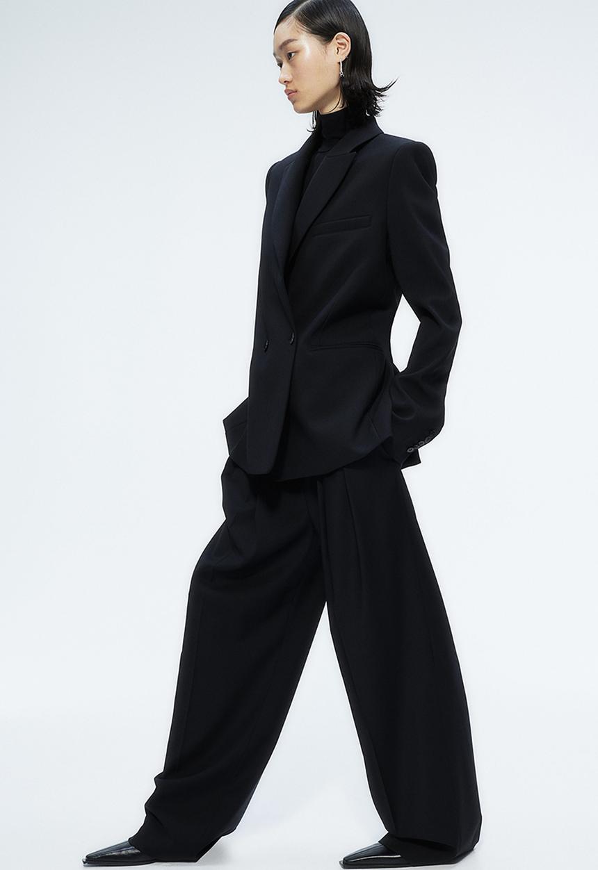H&M - H&M Studio: Wool-blend tailored trousers - midnight black 