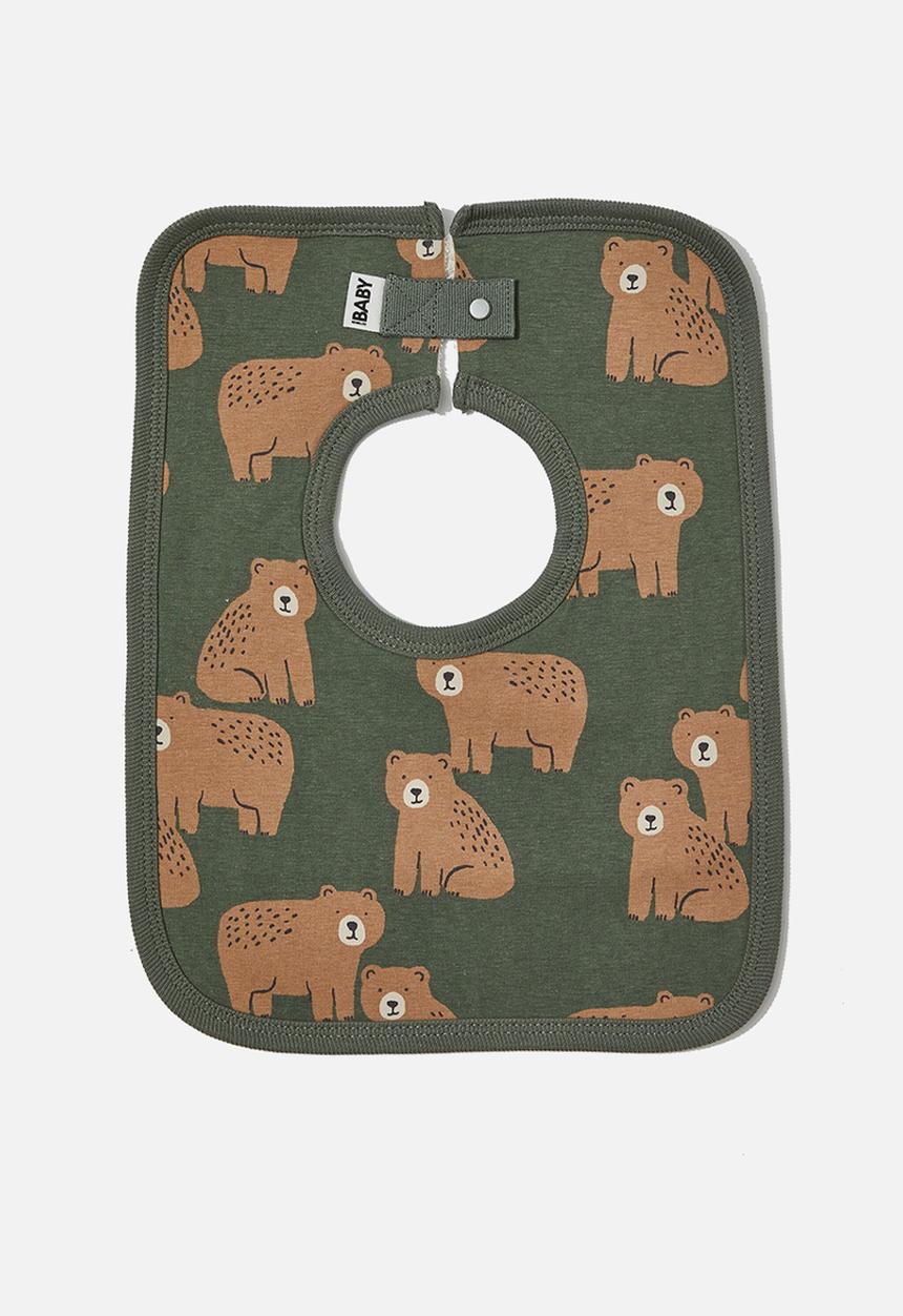 Cotton On - The square bib - swag green/woodland bears
