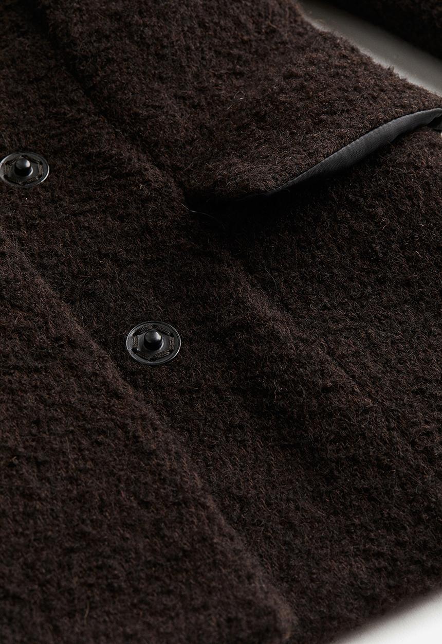 H&M - H&M Studio: Wool-blend pleat-neckline jacket - umber brown