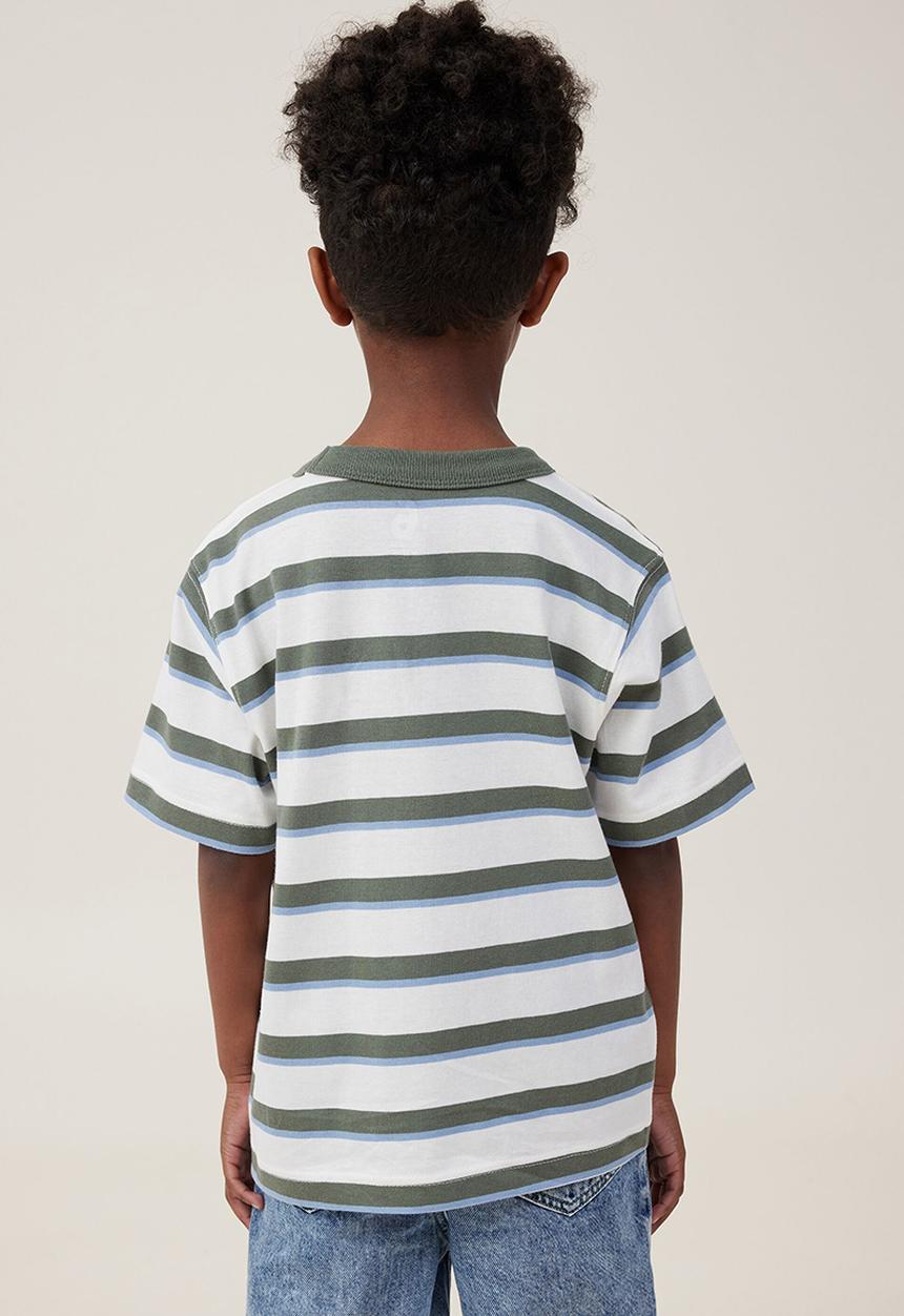 Cotton On - The essential short sleeve tee - swag green/dusty blue/vanilla stripe