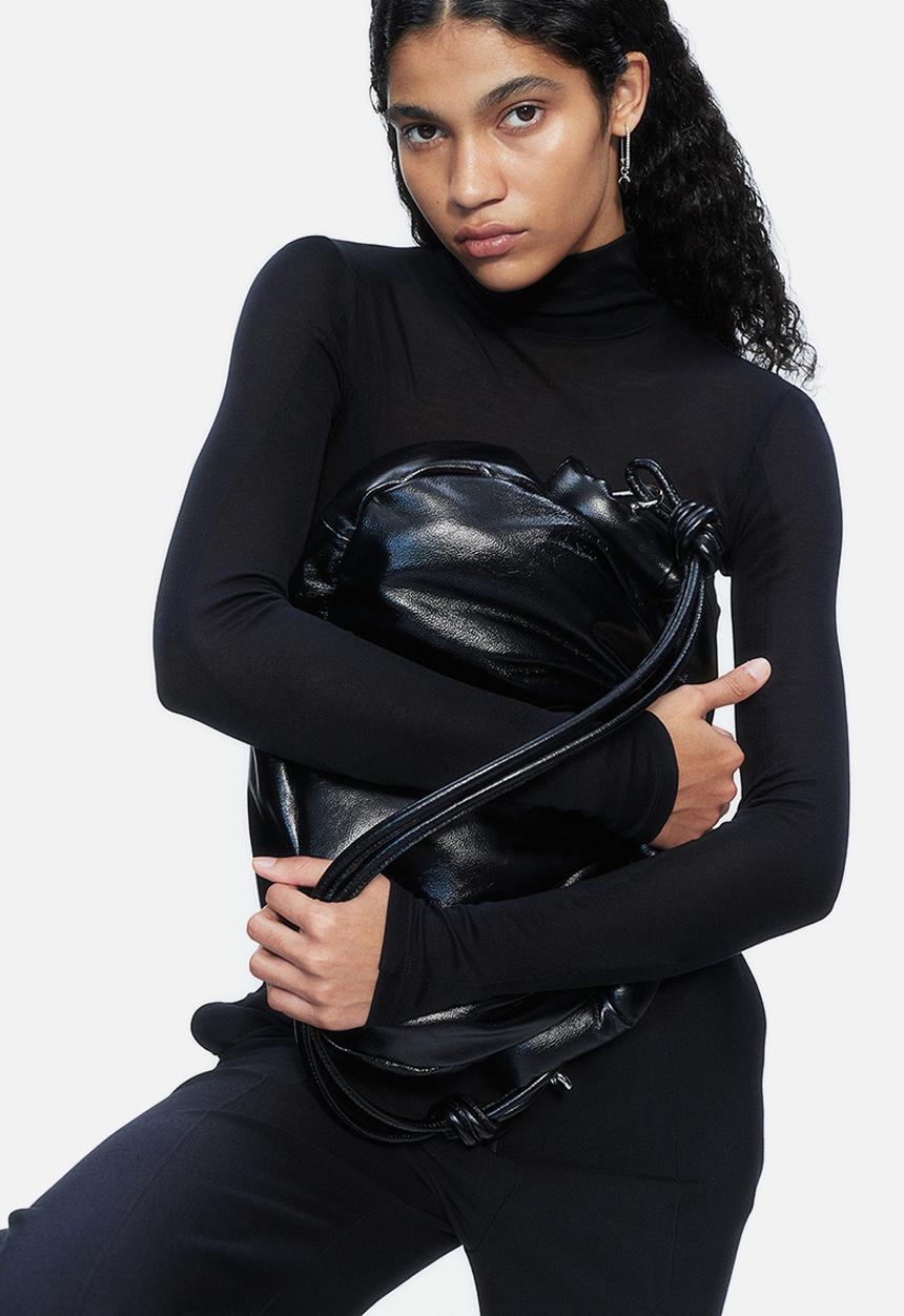 H&M - H&M Studio: Silk turtleneck top - midnight black