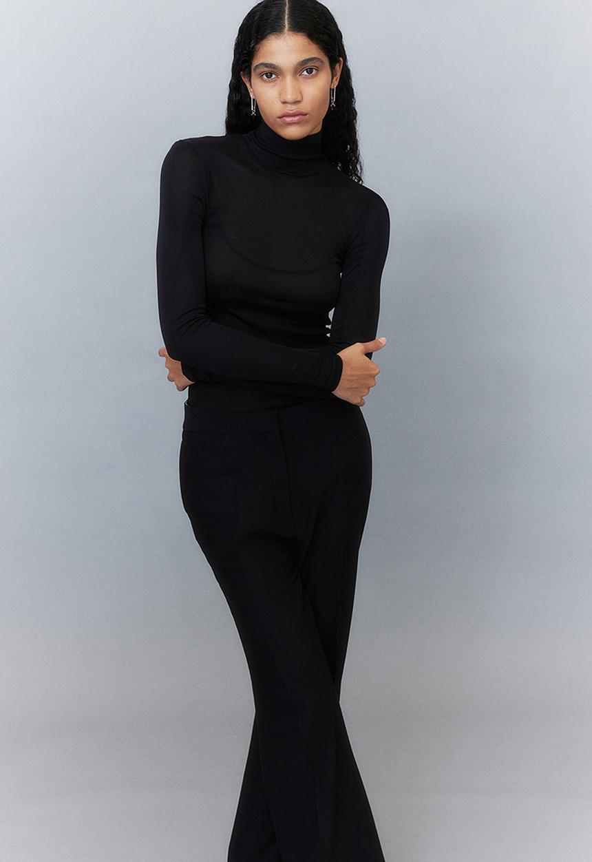 H&M - H&M Studio: Silk turtleneck top - midnight black