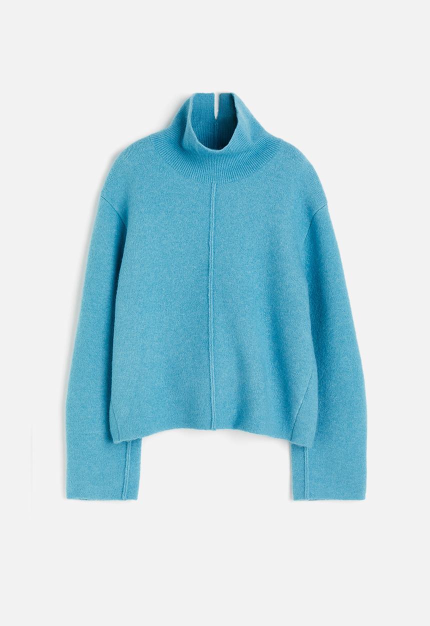 H&M - H&M Studio: Wool-blend high-collar jumper - teal 