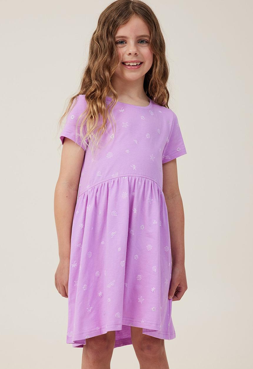 Cotton On - Freya short sleeve dress - lavender dream/duna ditsy