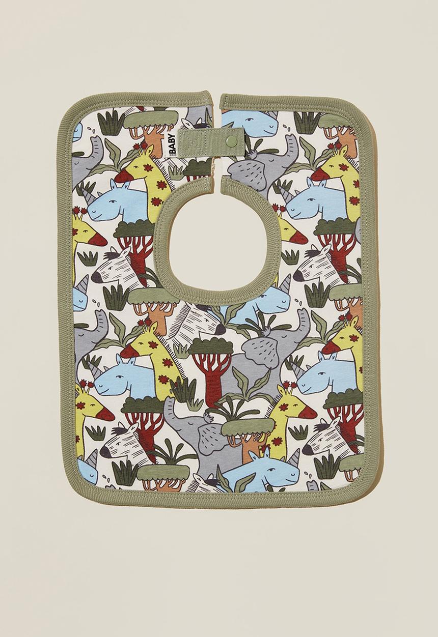 Cotton On - The square bib - vanilla/safari adventure