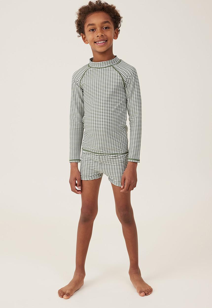 Cotton On - Billy boyleg swim trunk - swag green/stripe