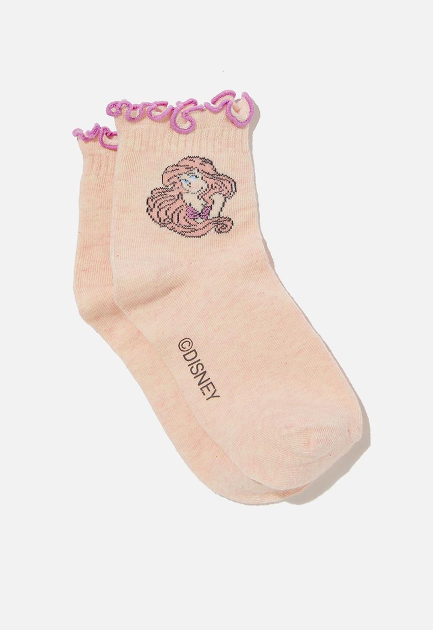 Cotton On - Single pack lcn mid crew sock - lcn dis blush marle/ariel