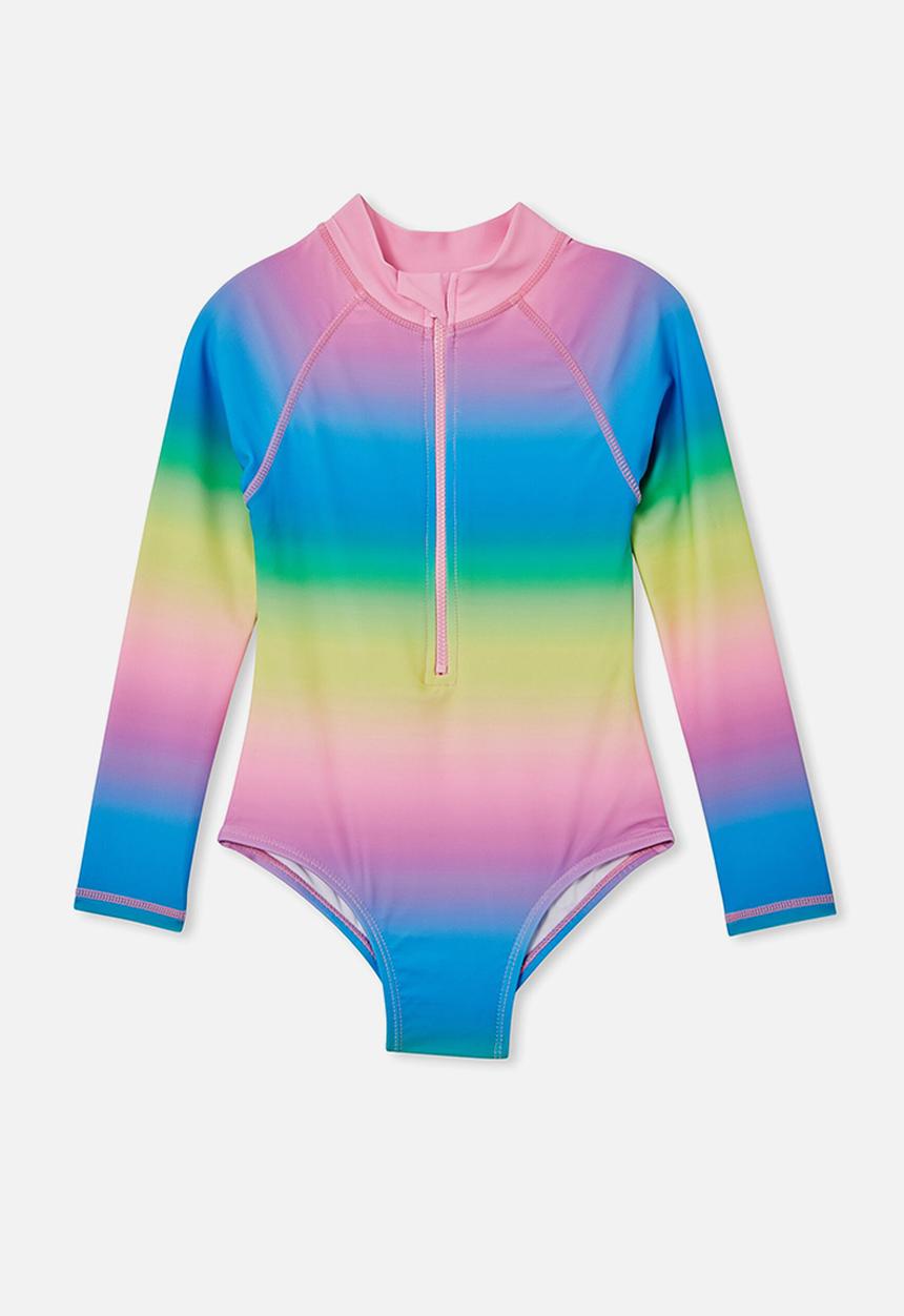 Cotton On - Lydia one piece - neon rainbow ombre