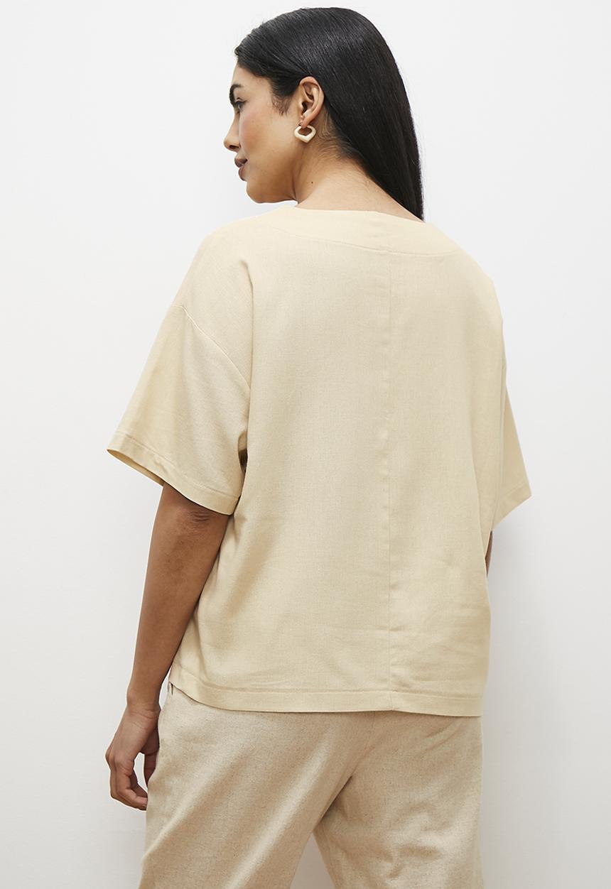 edit - Oversized linen boxy tee - neutral