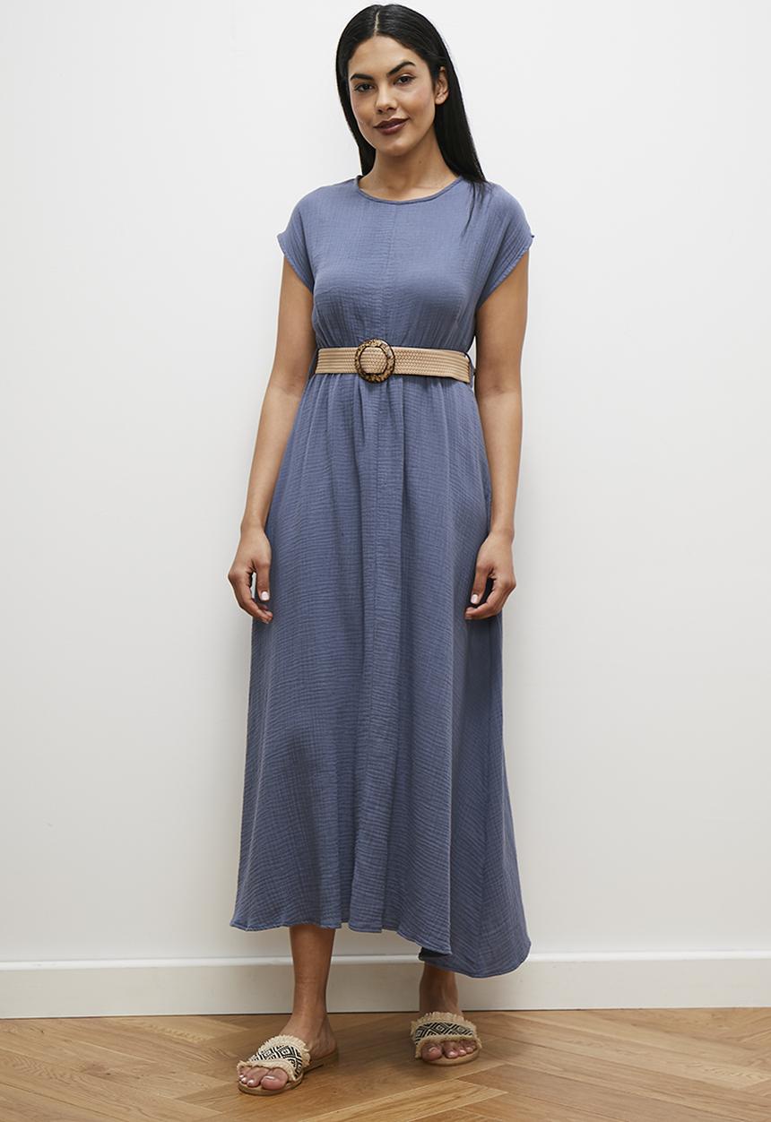 edit - Texture grown on sleeve with belt - navy