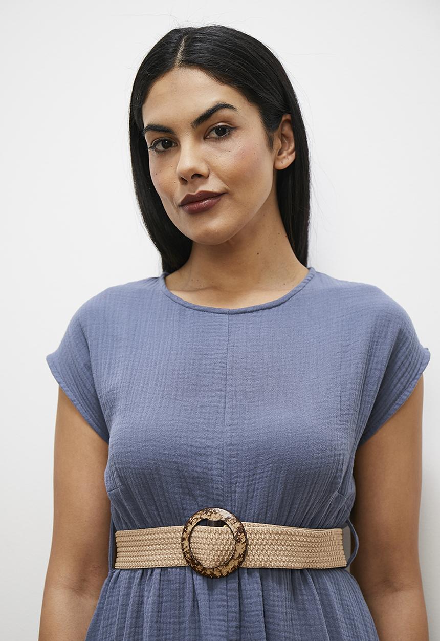 edit - Texture grown on sleeve with belt - navy