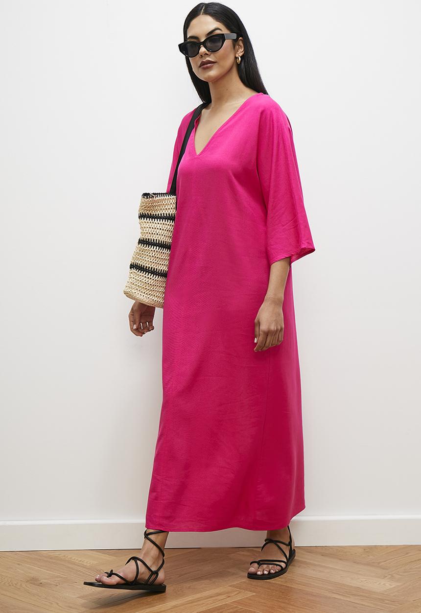 edit - Maxi kaftan dress - fuschia