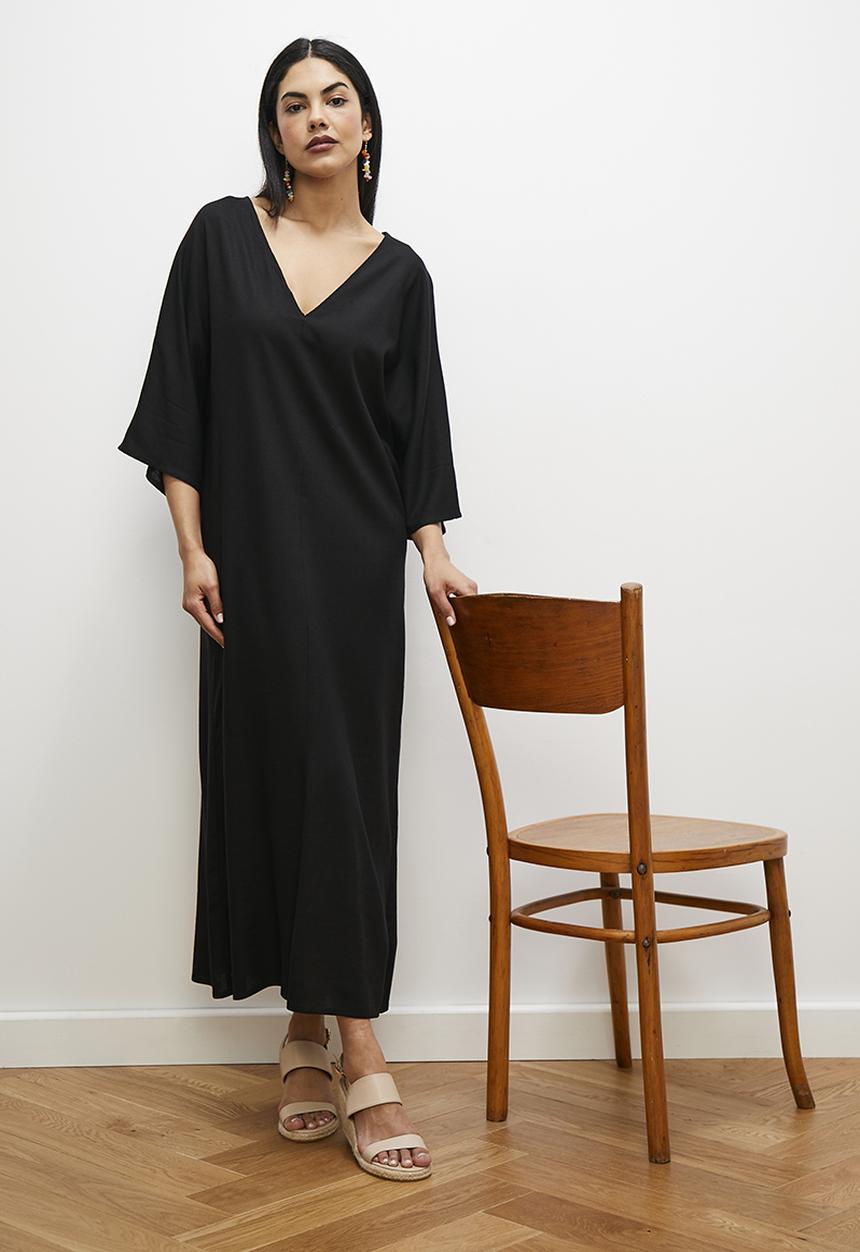 edit - Maxi kaftan dress - black