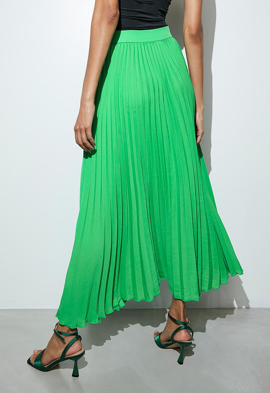 VELVET - Maxi pleated skirt - green