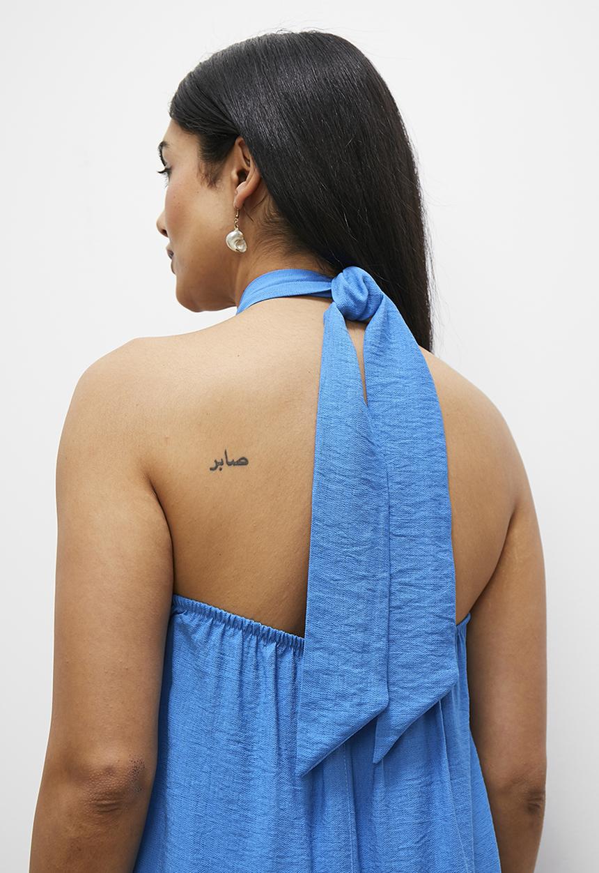 edit - Halter knot detail maxi dress - blue