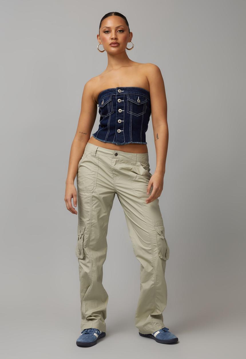 Factorie - Denim button through bandeau - indigo