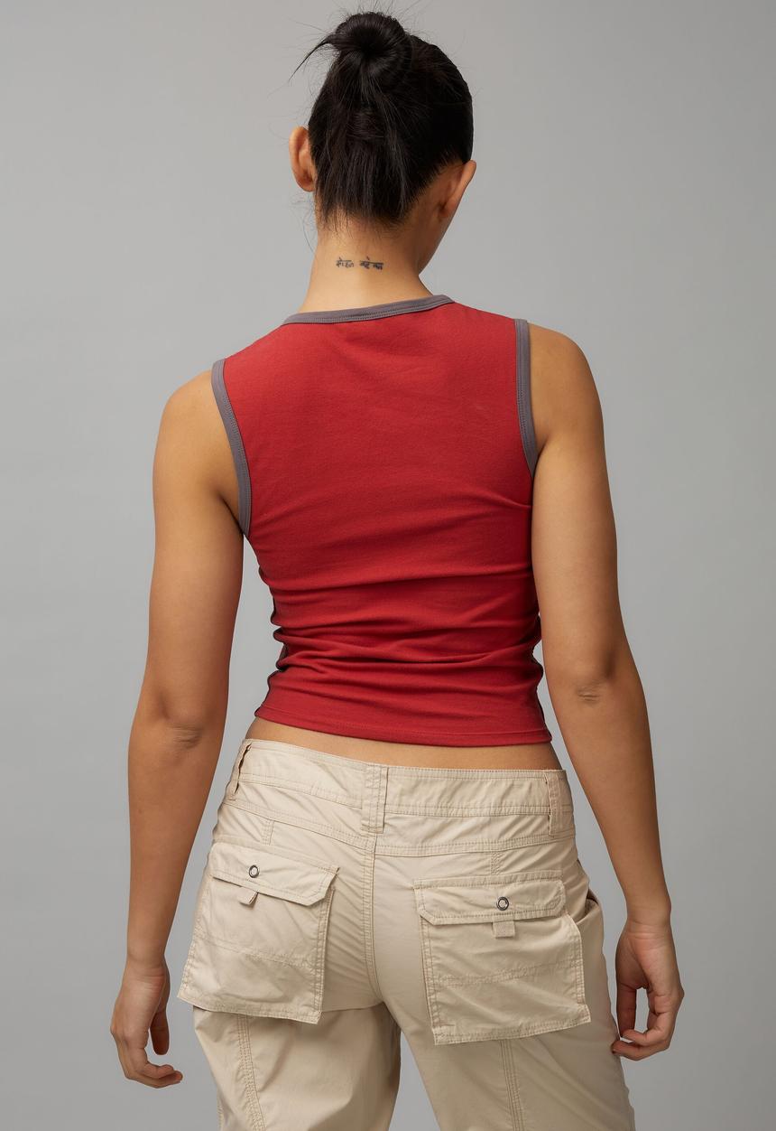 Factorie - Graphic notch front tank - red/new york