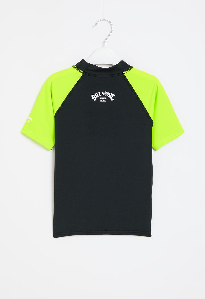 Billabong  - Groms all day arch rf short sleeve  - black & neon yellow