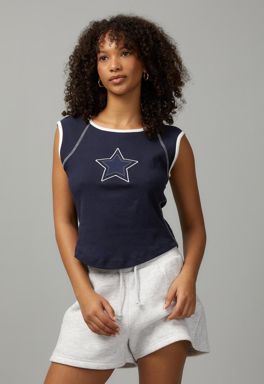 Factorie - Raglan curve hem tank - navy blazer/star