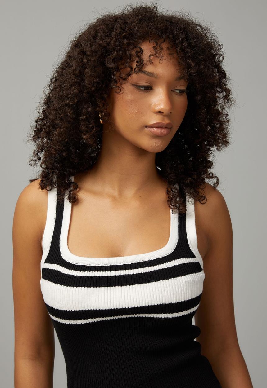 Factorie - Knit stripe tank - black/white