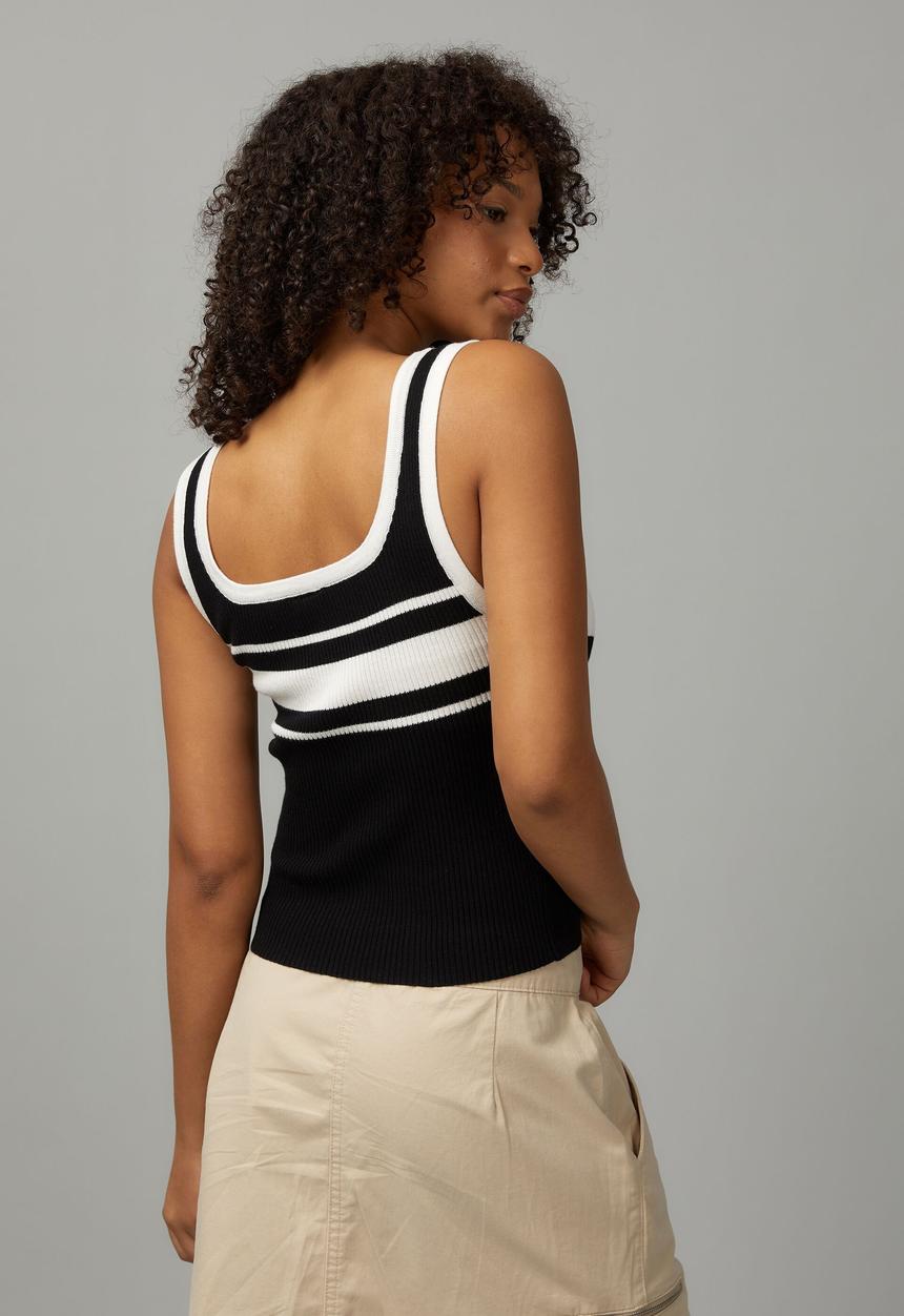 Factorie - Knit stripe tank - black/white