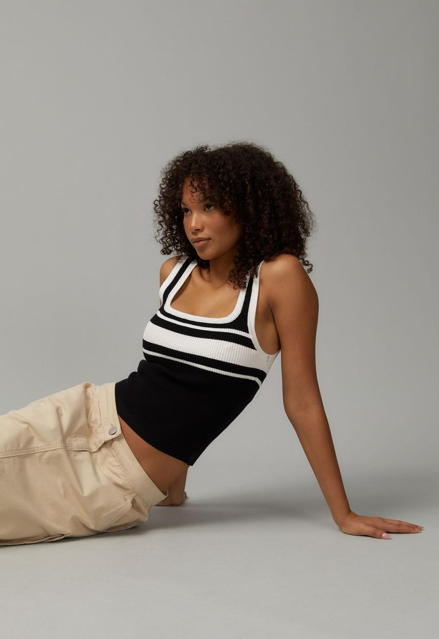 Factorie - Knit stripe tank - black/white