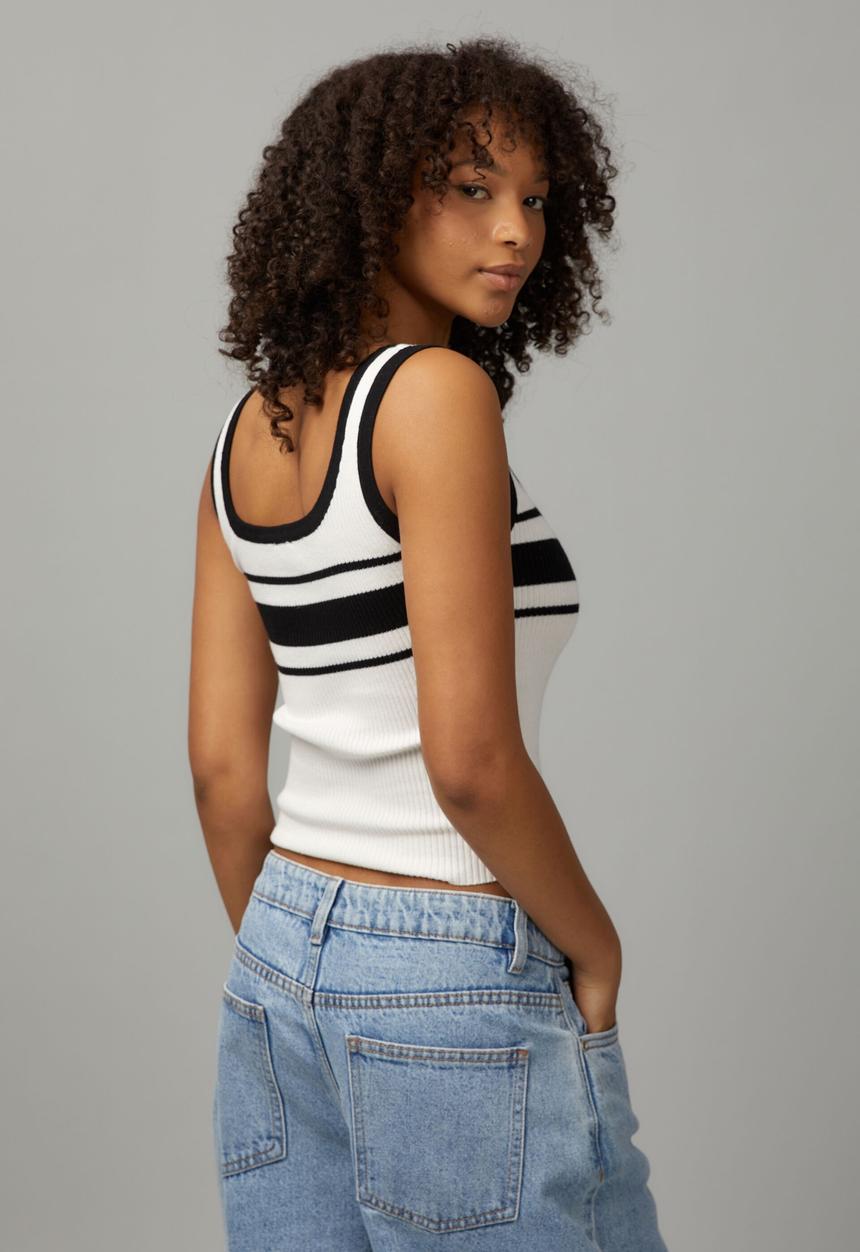 Factorie - Knit stripe tank - white/black