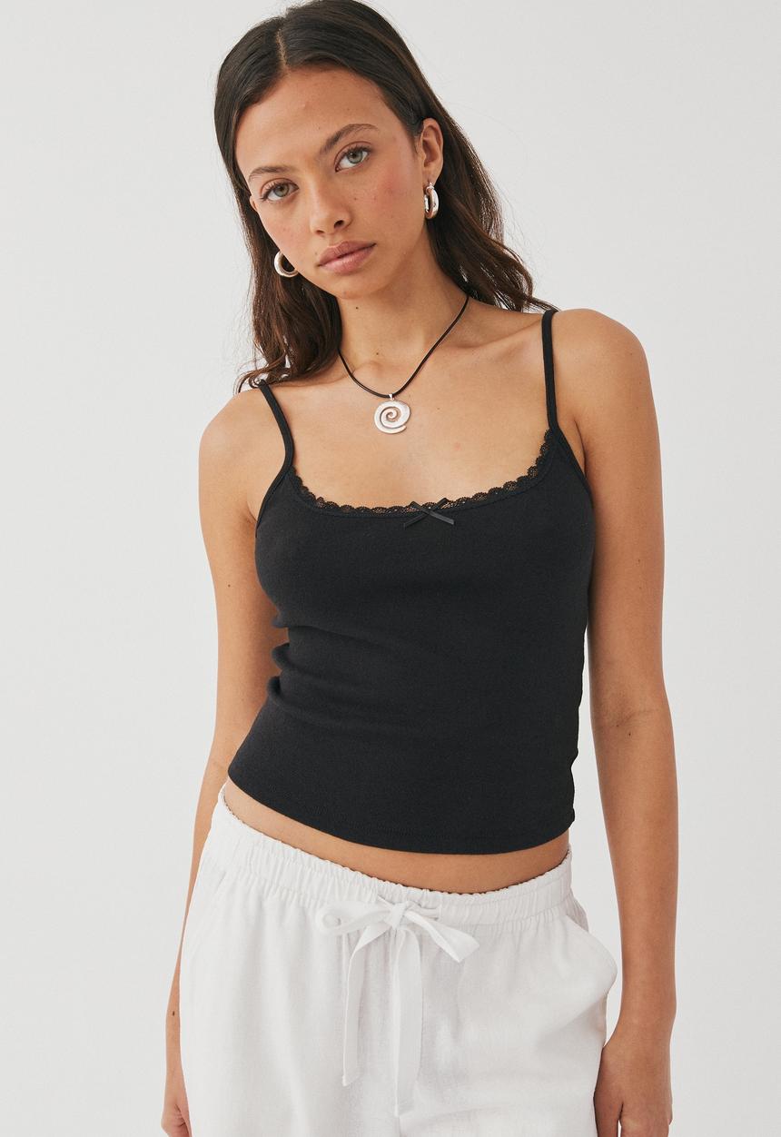 Supré  - India pointelle cami - black