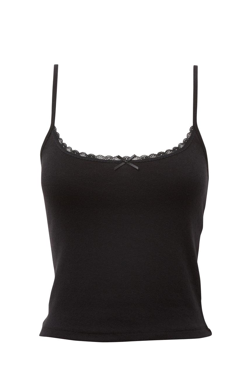 Supré  - India pointelle cami - black