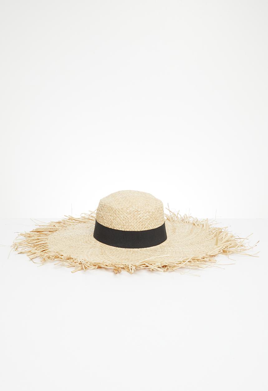 Superbalist - Luna wide brim straw hat - neutral