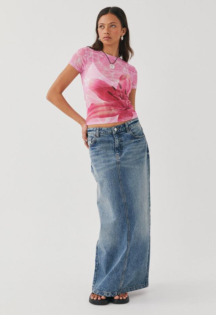 Supré  - Mesh graphic t shirt - floss pink & tigerlily