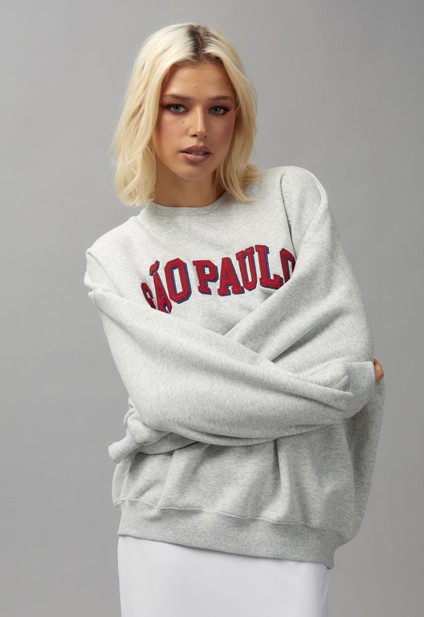 Factorie - Slouchy premium graphic crew - silver marle/sao paulo
