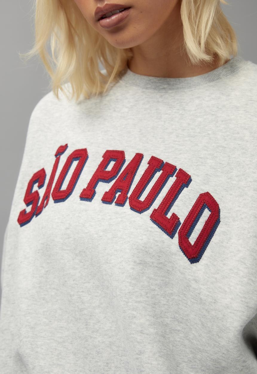 Factorie - Slouchy premium graphic crew - silver marle/sao paulo