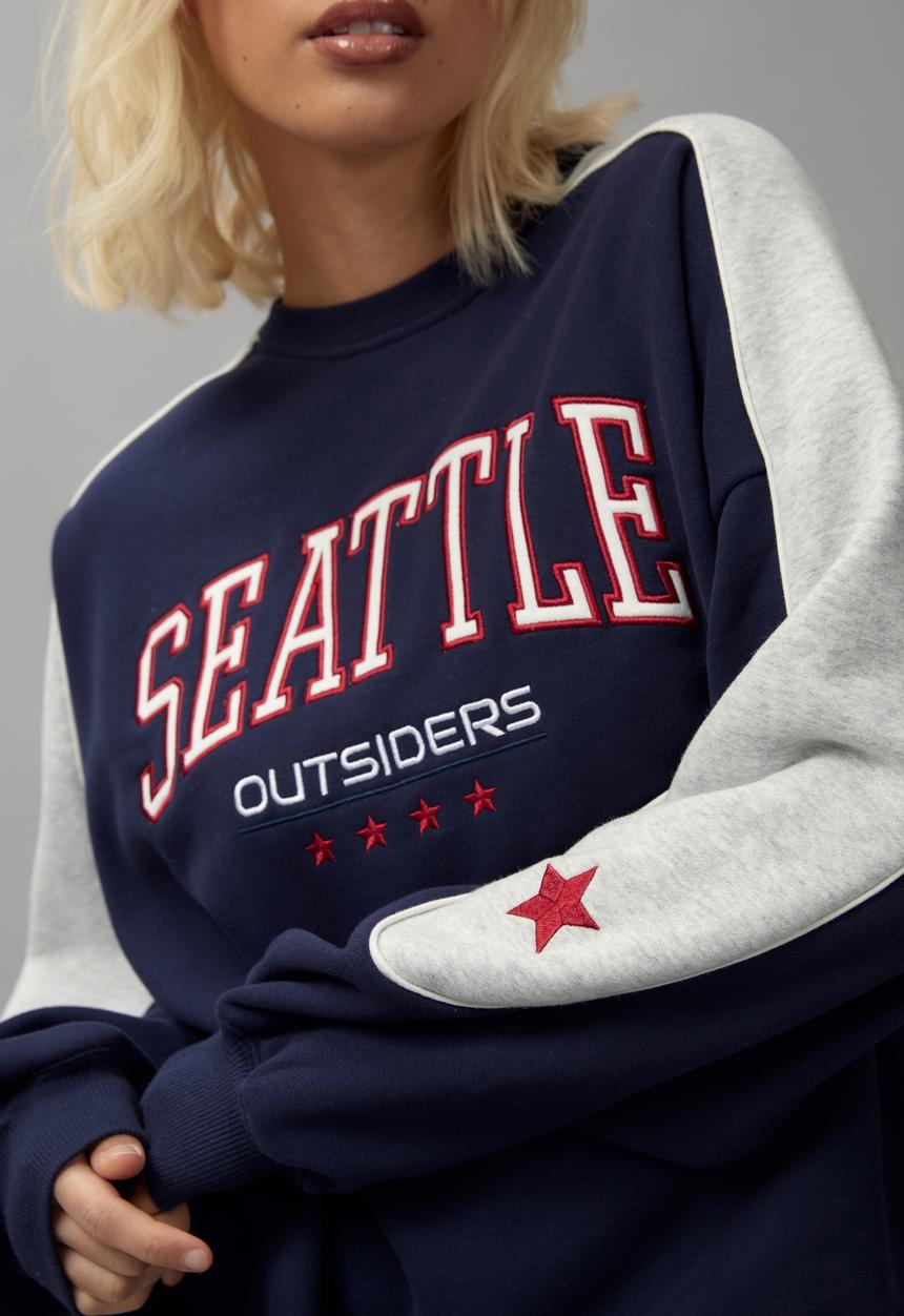 Factorie - Slouchy spliced crew - navy/seattle outsiders