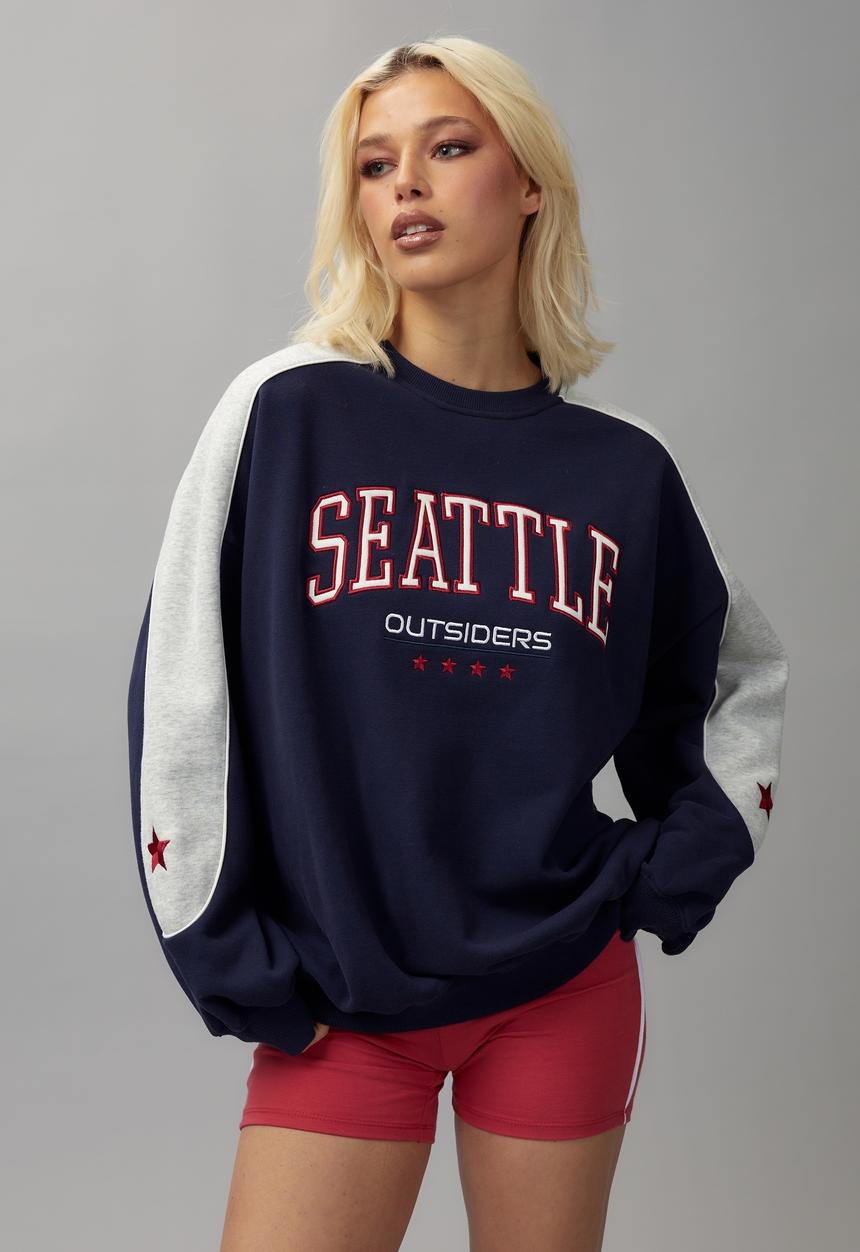Factorie - Slouchy spliced crew - navy/seattle outsiders