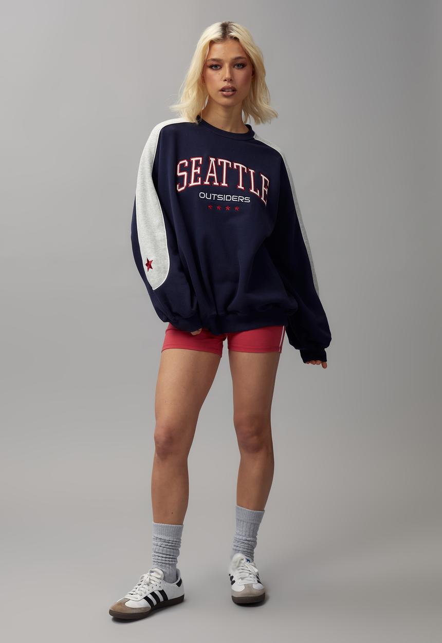 Factorie - Slouchy spliced crew - navy/seattle outsiders