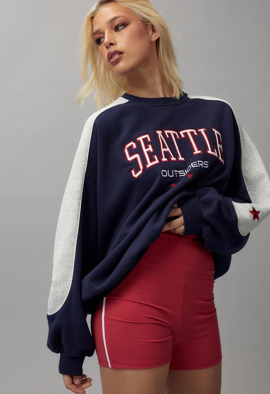 Factorie - Slouchy spliced crew - navy/seattle outsiders