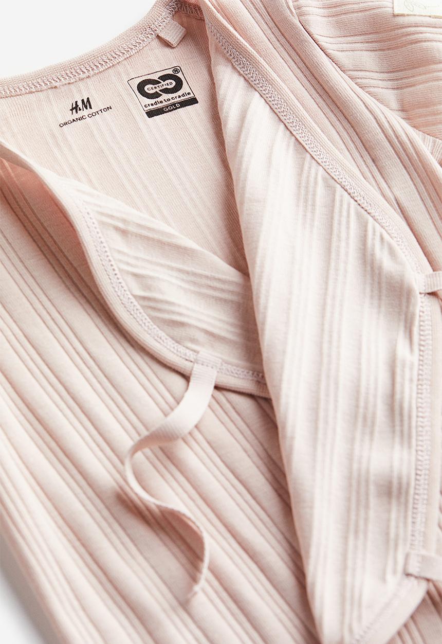 H&M - Wrapover cotton romper suit - dusky pink