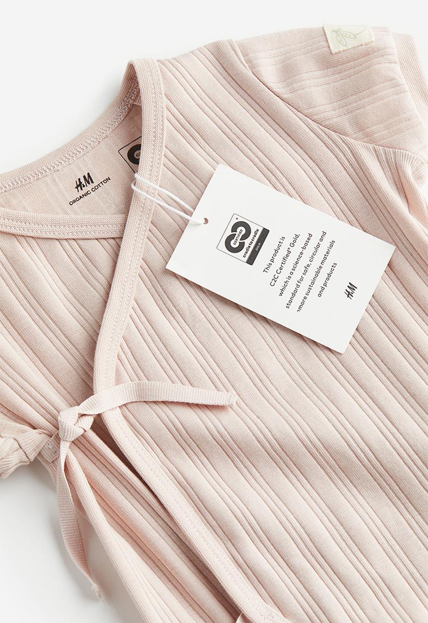 H&M - Wrapover cotton romper suit - dusky pink