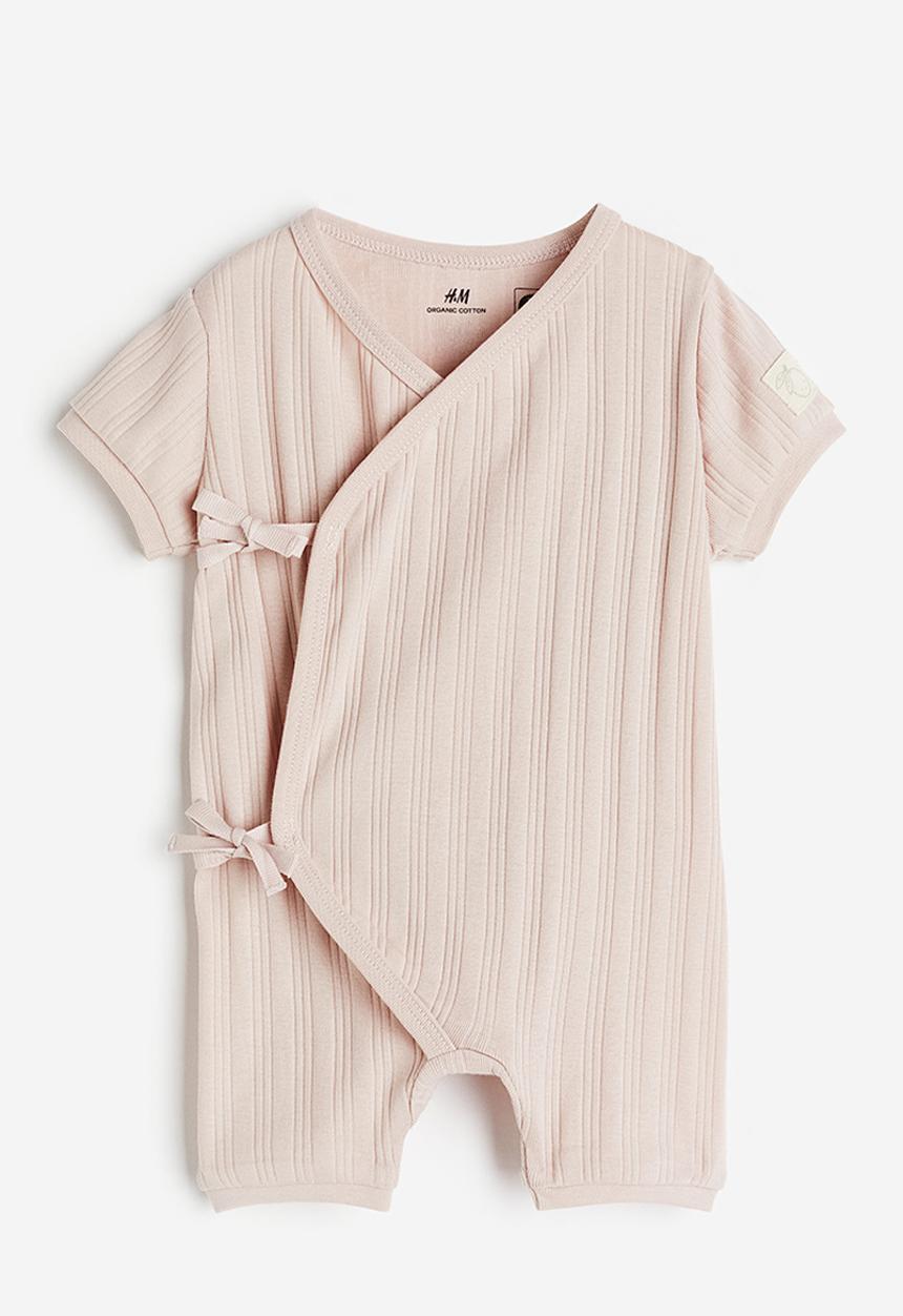 H&M - Wrapover cotton romper suit - dusky pink