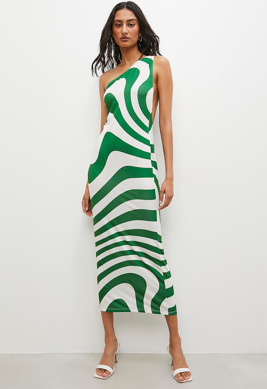 Superbalist - Asym back detail bodycon midi dress - geometric