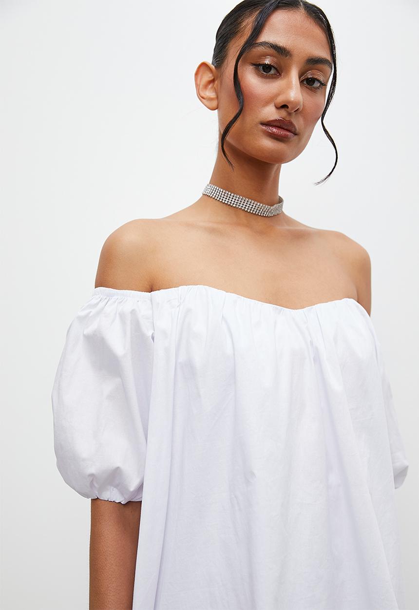 Superbalist - Puff sleeve mini dress - white